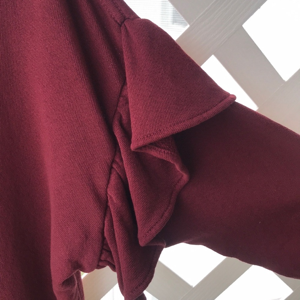 Current/Elliott The Ruffle Drop Shoulder Ruffle Sleeve Sweatshirt Small - Picture 3 of 9